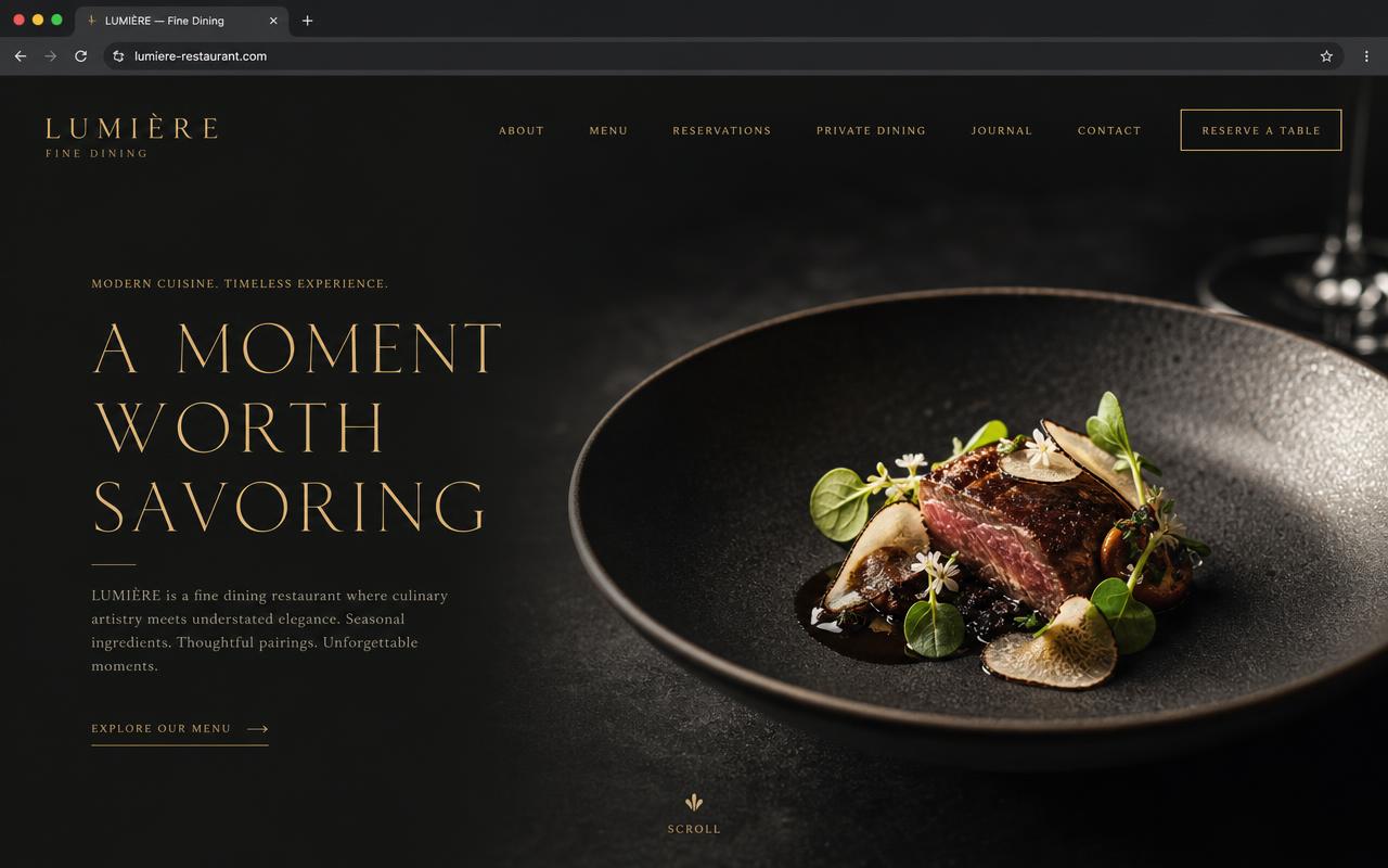 Prévia do modelo de site Lumière