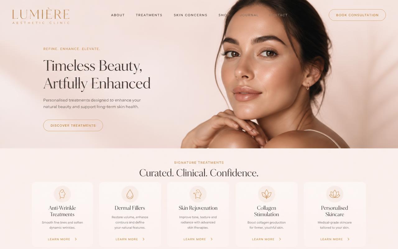 Prévia do modelo de site Lumière Aesthetic
