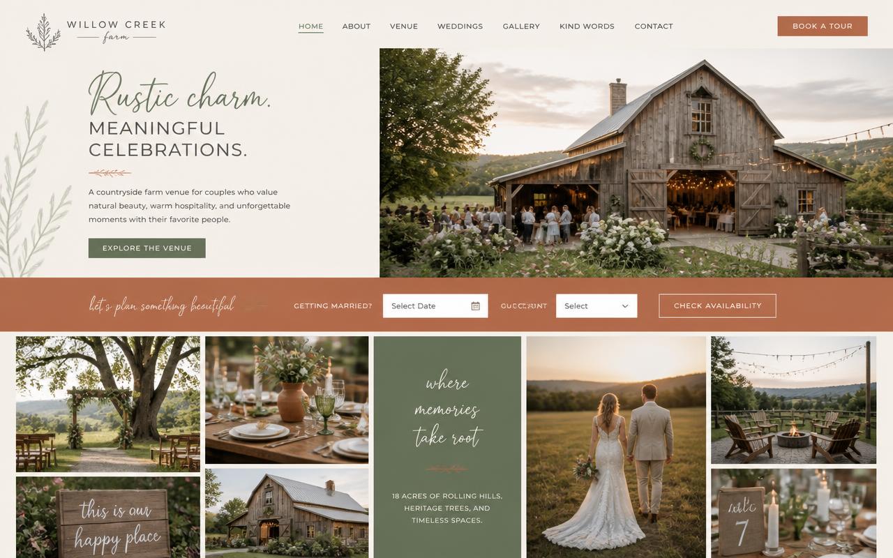 Prévia do modelo de site Willow Creek Farm