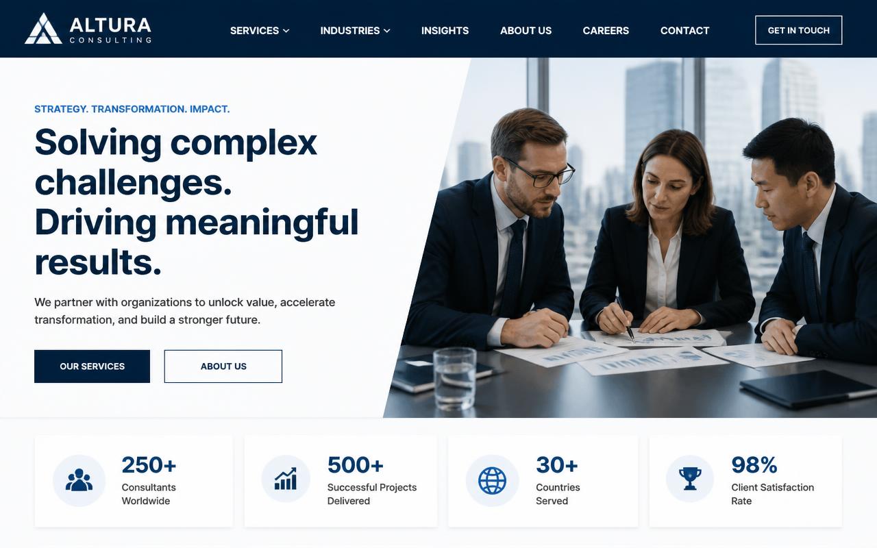 Prévia do modelo de site Altura Consulting