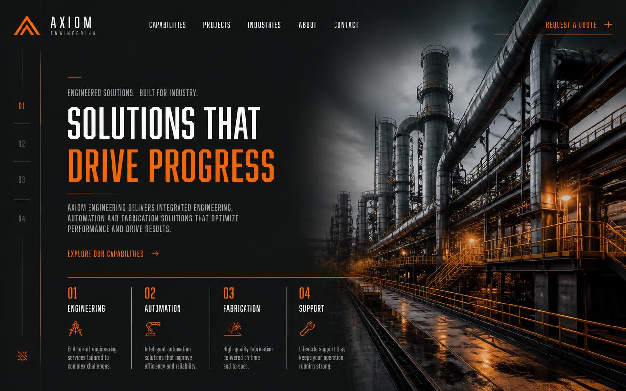 Prévia do modelo de site Axiom Engineering