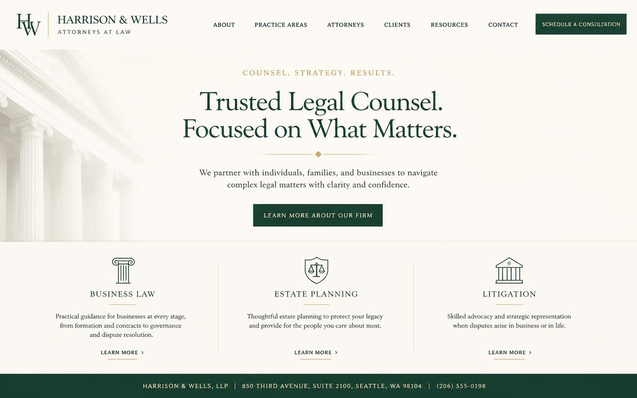 Prévia do modelo de site Harrison & Wells
