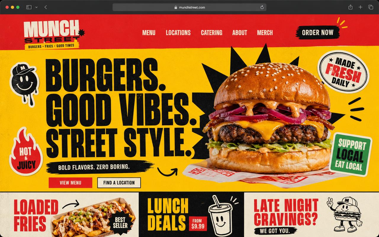 Prévia do modelo de site Munch Street